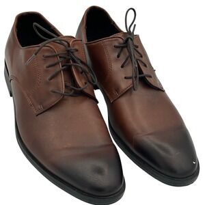 H&M Brown Leather Oxford Dress Shoes Professional Cap Toe Wedding Office 9.5
